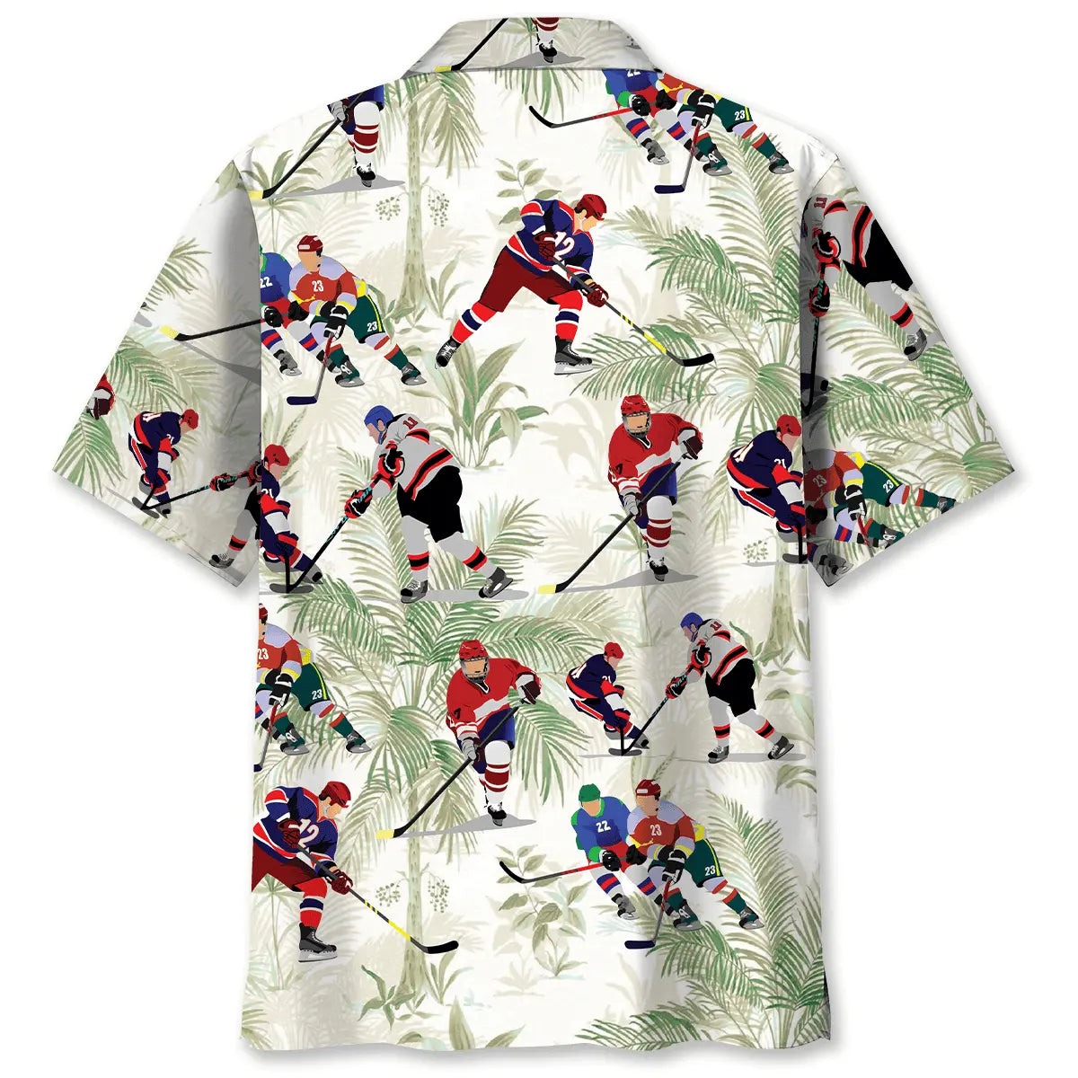 Hockey Palm Tree Hawaiian Shirt For Resort Trips, Coastal Parties, And Warm Weather Style