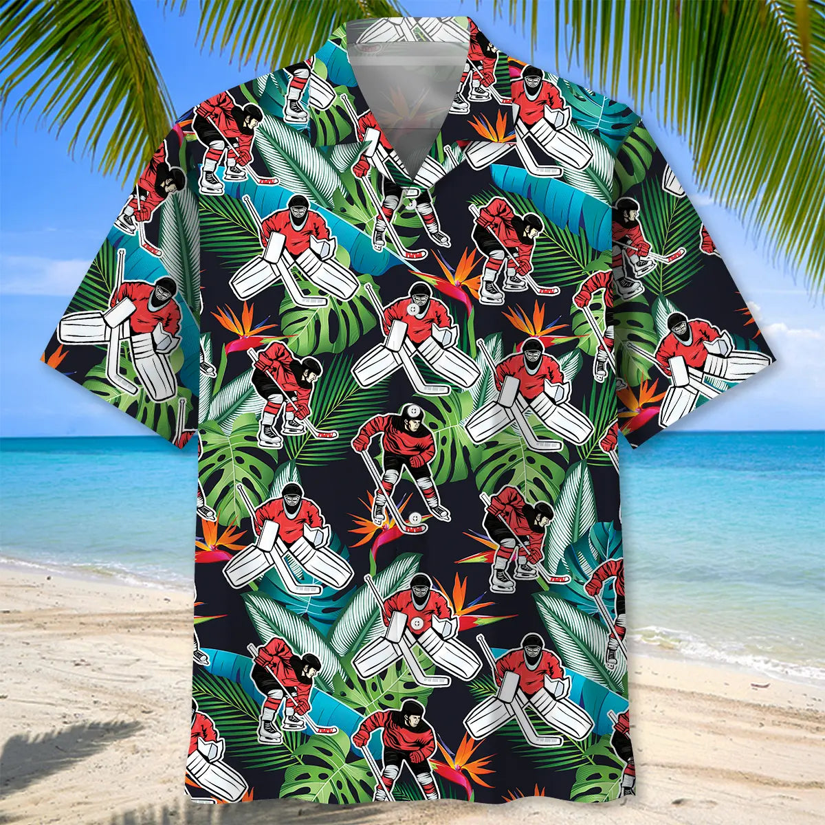 Tropical Hockey Hawaiian Shirt For Beach Days, Summer Outings, And Thoughtful Gift Giving