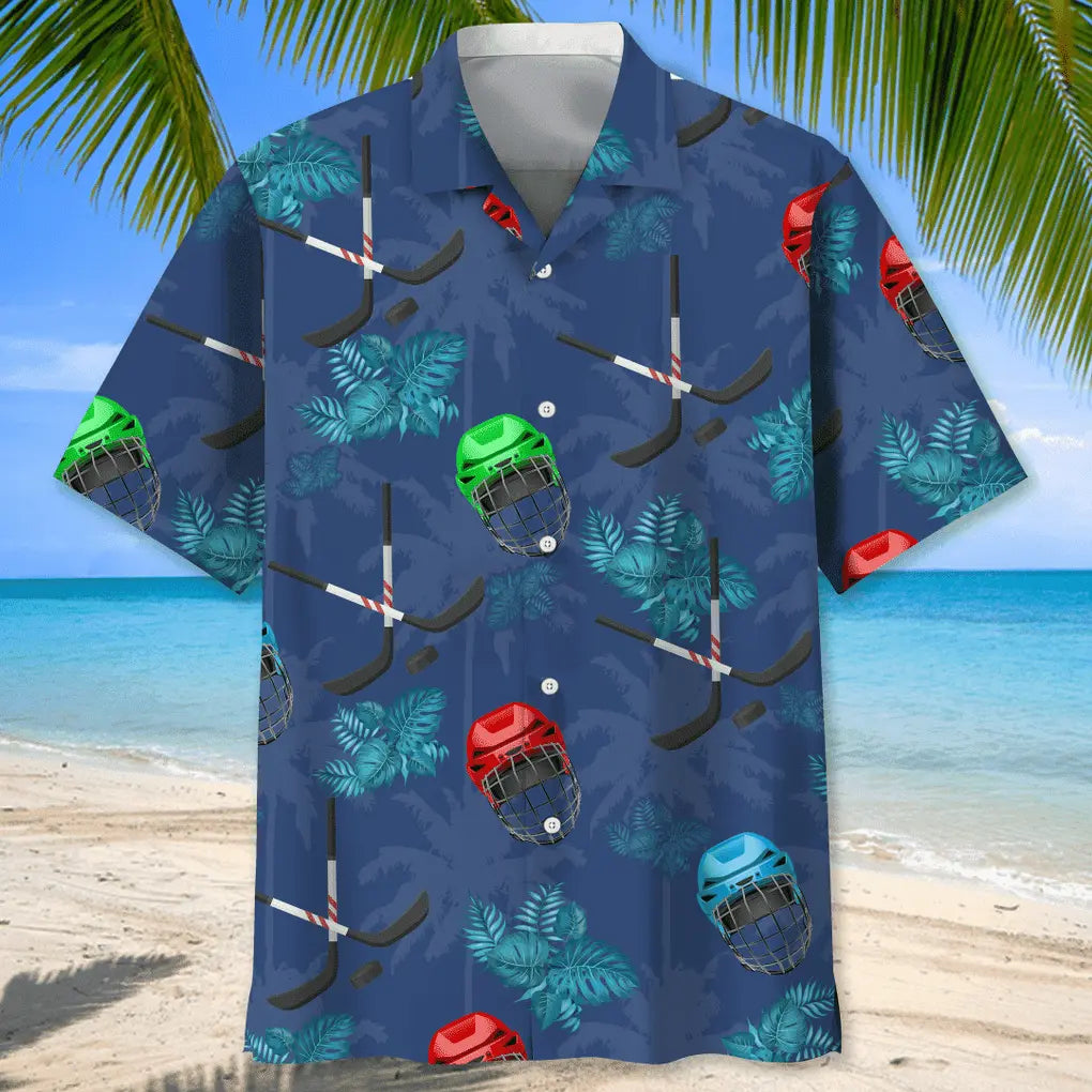 Tropical Hockey Hawaiian Shirt For Tropical Holidays, Outdoor Gatherings, And Everyday Comfort