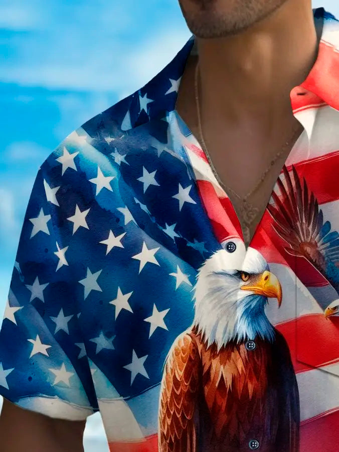 Holiday Independence Flag Eagle Tall Hawaiian Shirt For Christmas Gatherings, Resort Trips, And Cheerful Seasonal Style