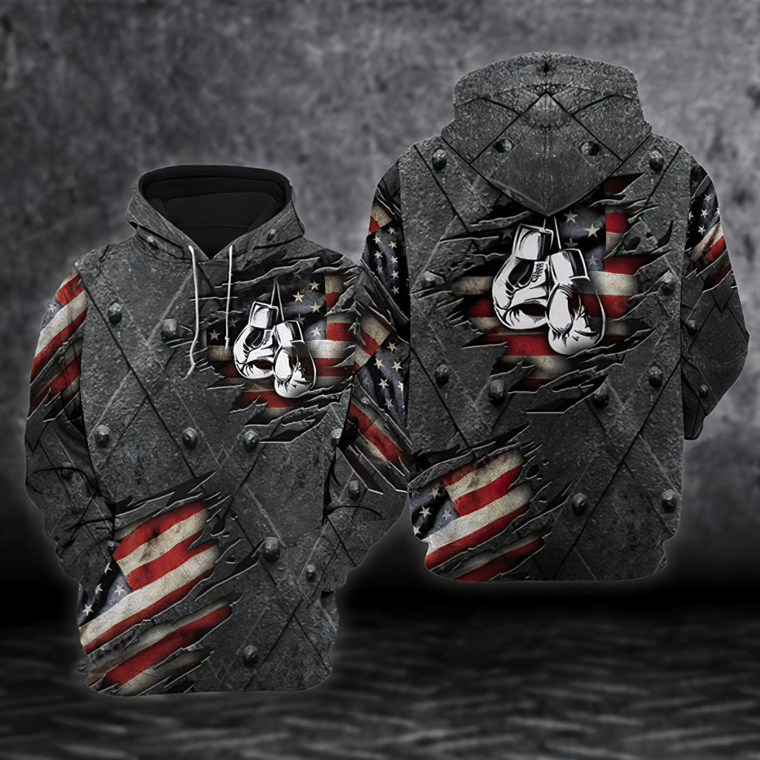 Boxing USA Flag Pattern Hoodie For Travel Days Outdoor Events And Thoughtful Gifts