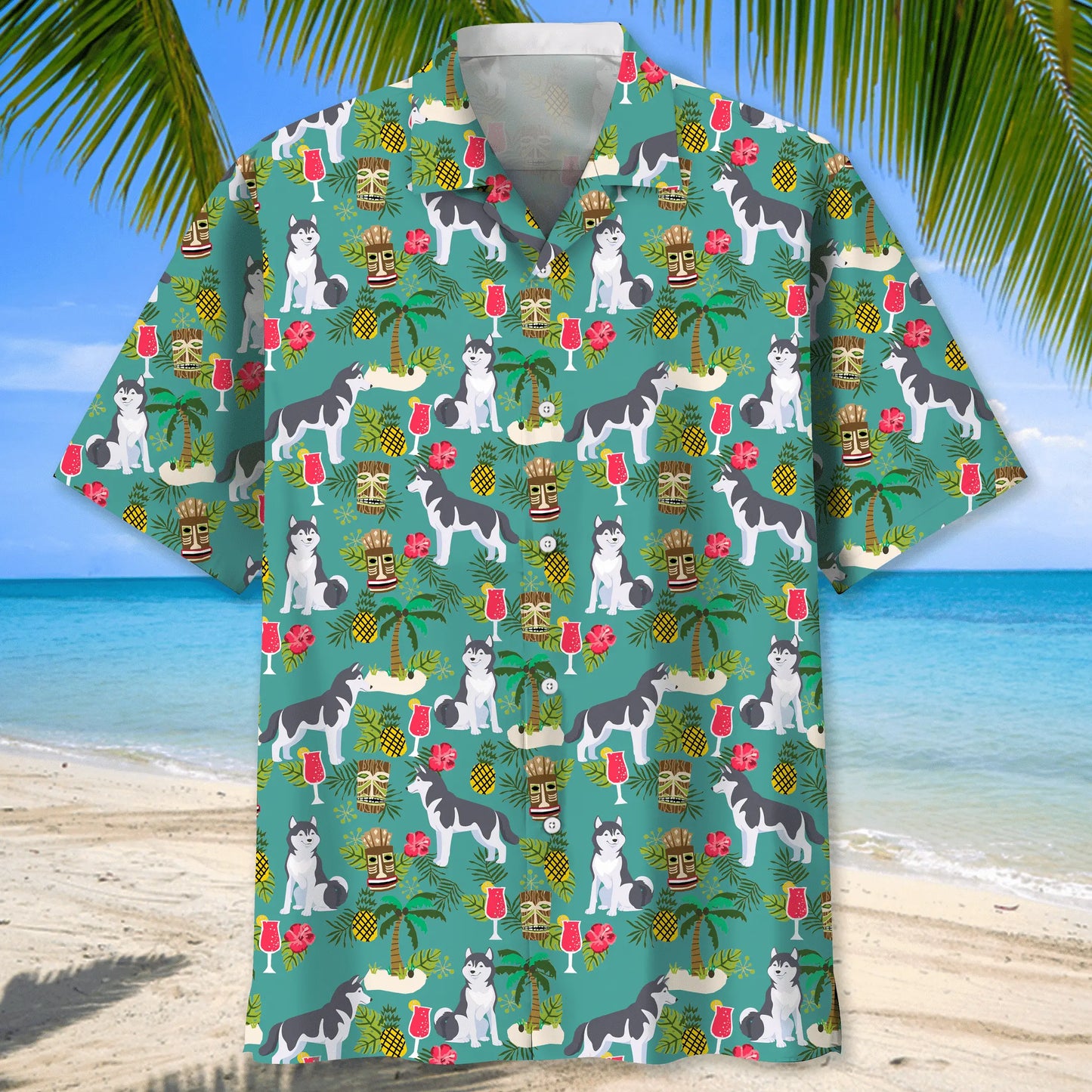 Husky Beach Hawaiian Shirt For Island Vacations, Resort Wear, And Relaxed Seasonal Style
