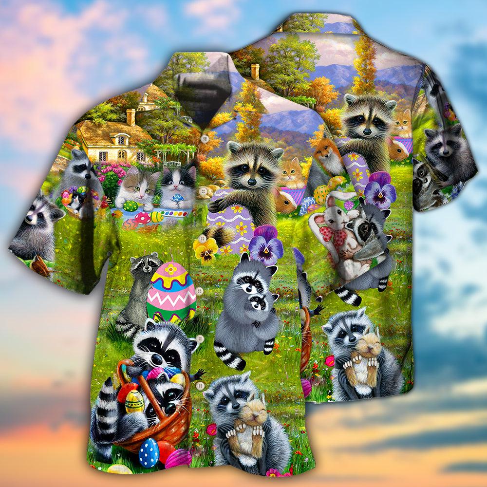 Raccoon Hawaiian Shirt With Detailed Graphic For Tropical Travel Beach Gatherings And Comfortable Wear
