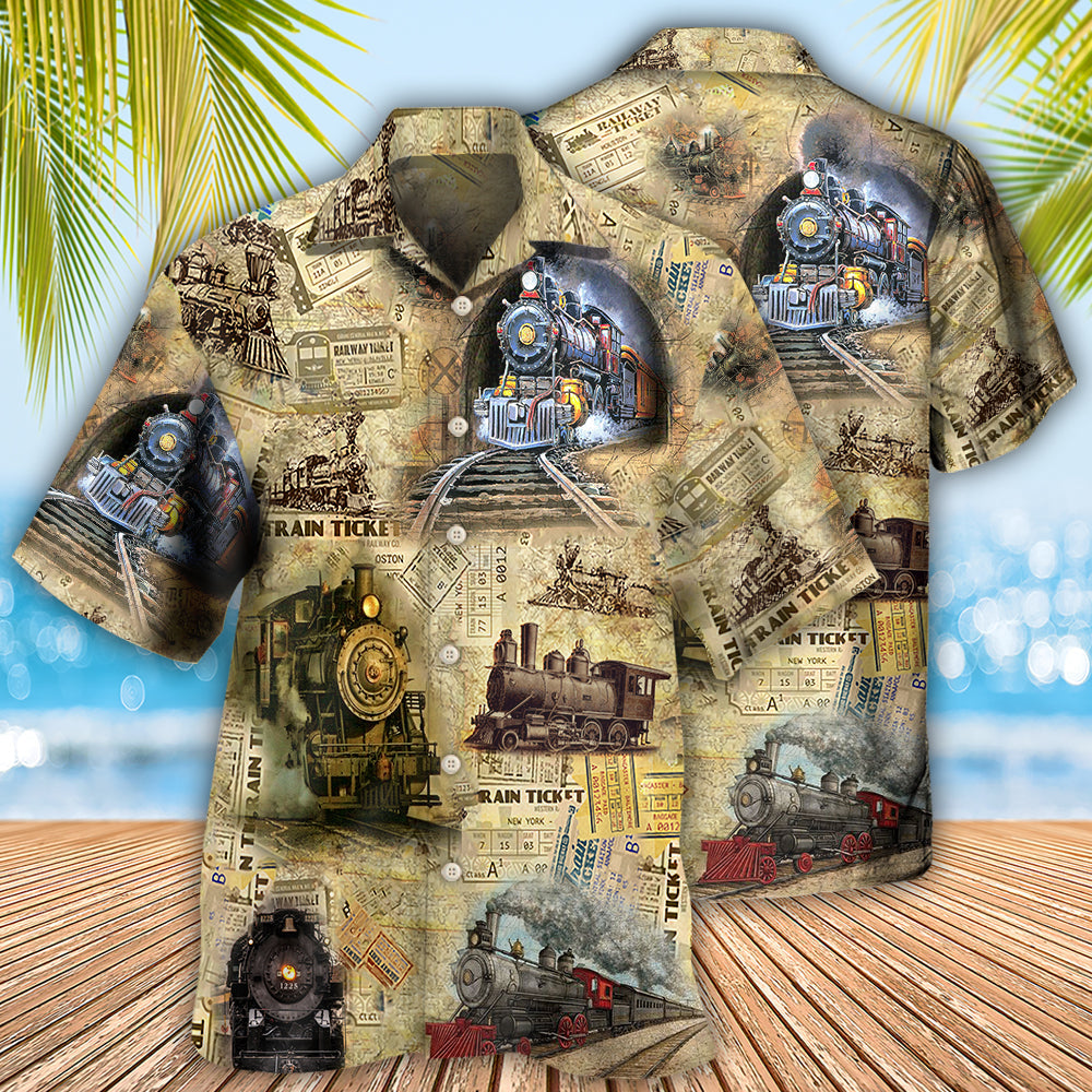 Train Amazing Locomotive Hawaiian Shirt For Summer Events And Casual Outdoor Wear
