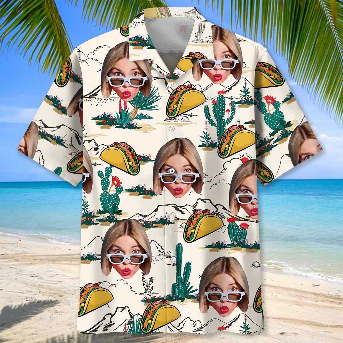 Taco Wife Personalized Photo Hawaiian Shirt For Coastal Travel, Casual Events, And Comfortable Summer Wear