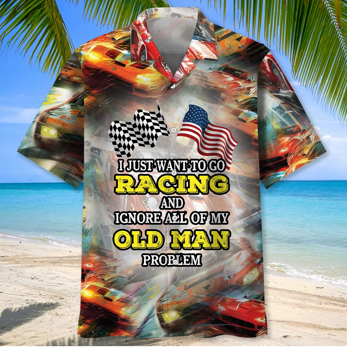 Senior Racing Humor Hawaiian Shirt For Automotive Enthusiasts, Coastal Trips, And Casual Warm Weather Style