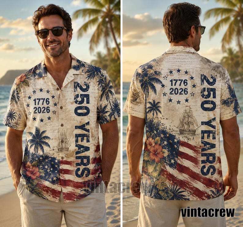 American Independence 250th Anniversary Tropical 1776 2026 Summer Hawaiian Shirt For Island Adventure And Memorable Gifting