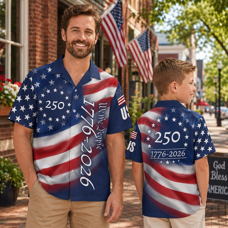 American Independence 250th Anniversary Constitution Heritage 1776 Hawaiian Shirt For Resort Holiday And Vacation Style