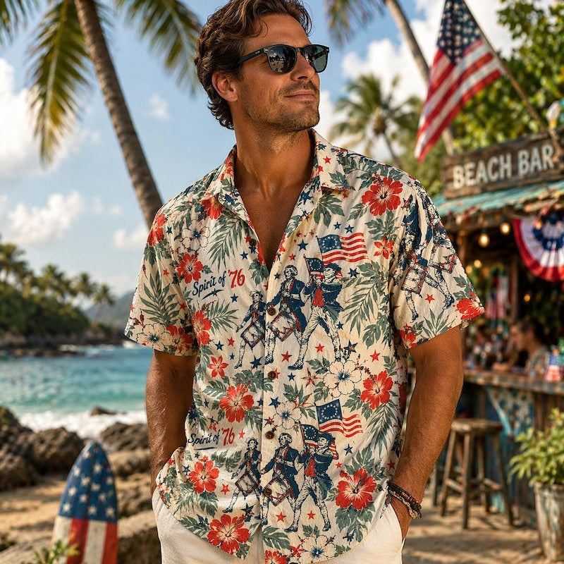 American Independence 250th Anniversary Patriotic Vintage Hawaiian Shirt For Poolside Gathering And Thoughtful Gifting