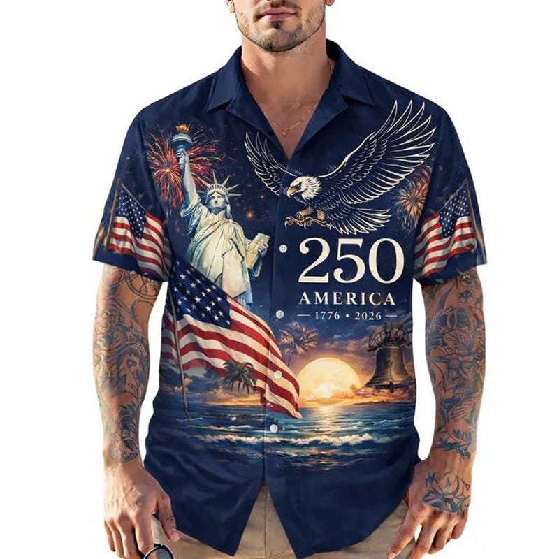 American Independence 250th Anniversary Patriotic Mens Hawaiian Shirt For Island Adventure And Summer Party Style