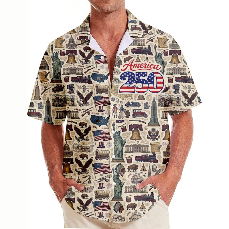 American Independence 250th Anniversary Independence Day Hawaiian Shirt For Family Vacation And Coastal Style