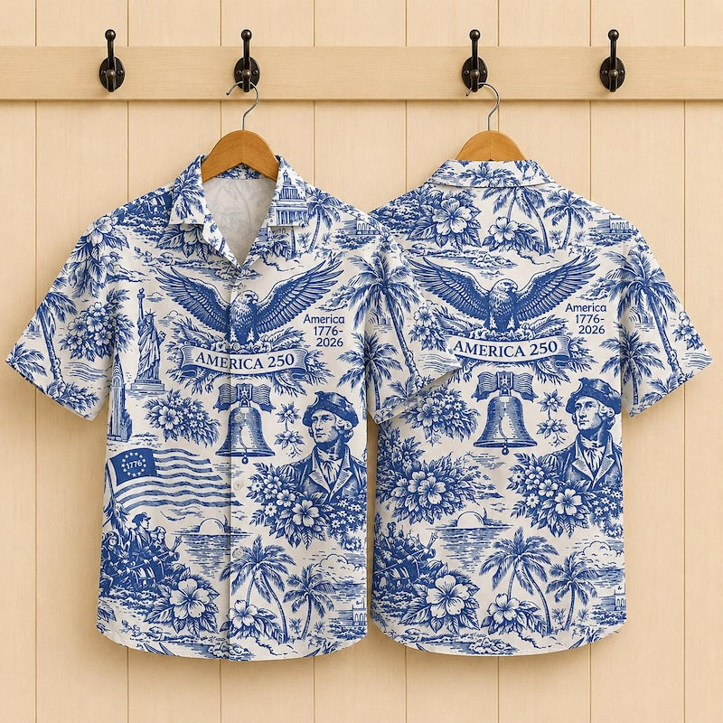 American Independence 250th Anniversary Celebration Hawaiian Shirt For Cruise Journey, Tropical Retreat, And Outdoor Comfort