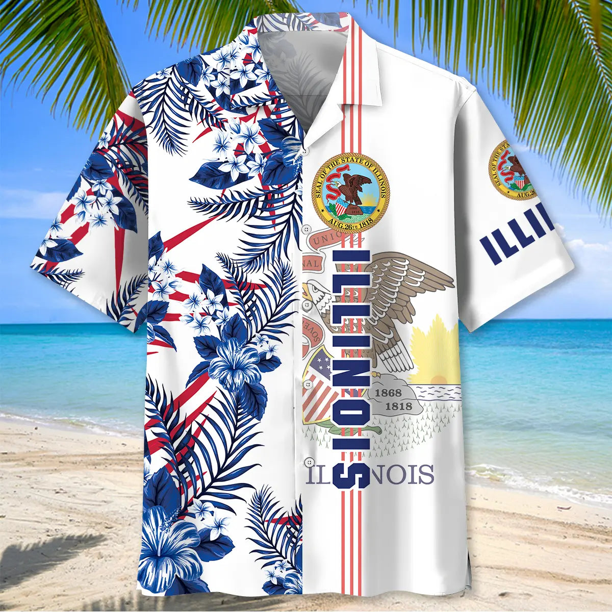 Illinois State Hawaiian Shirt Blue