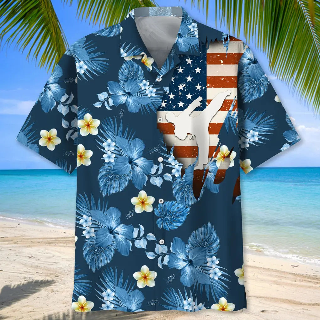 American Tropical Karate Hawaiian Shirt For Beach Days, Summer Outings, And Thoughtful Gift Giving
