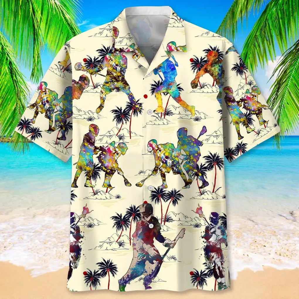 Colorful Lacrosse Beach Hawaiian Shirt For Active Holidays, Resort Trips, And Warm Weather Gatherings
