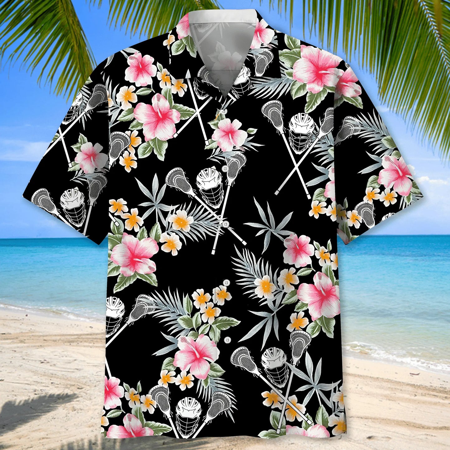 Floral Lacrosse Hawaiian Shirt For Sports Fans, Summer Outings, And Relaxed Vacation Wear