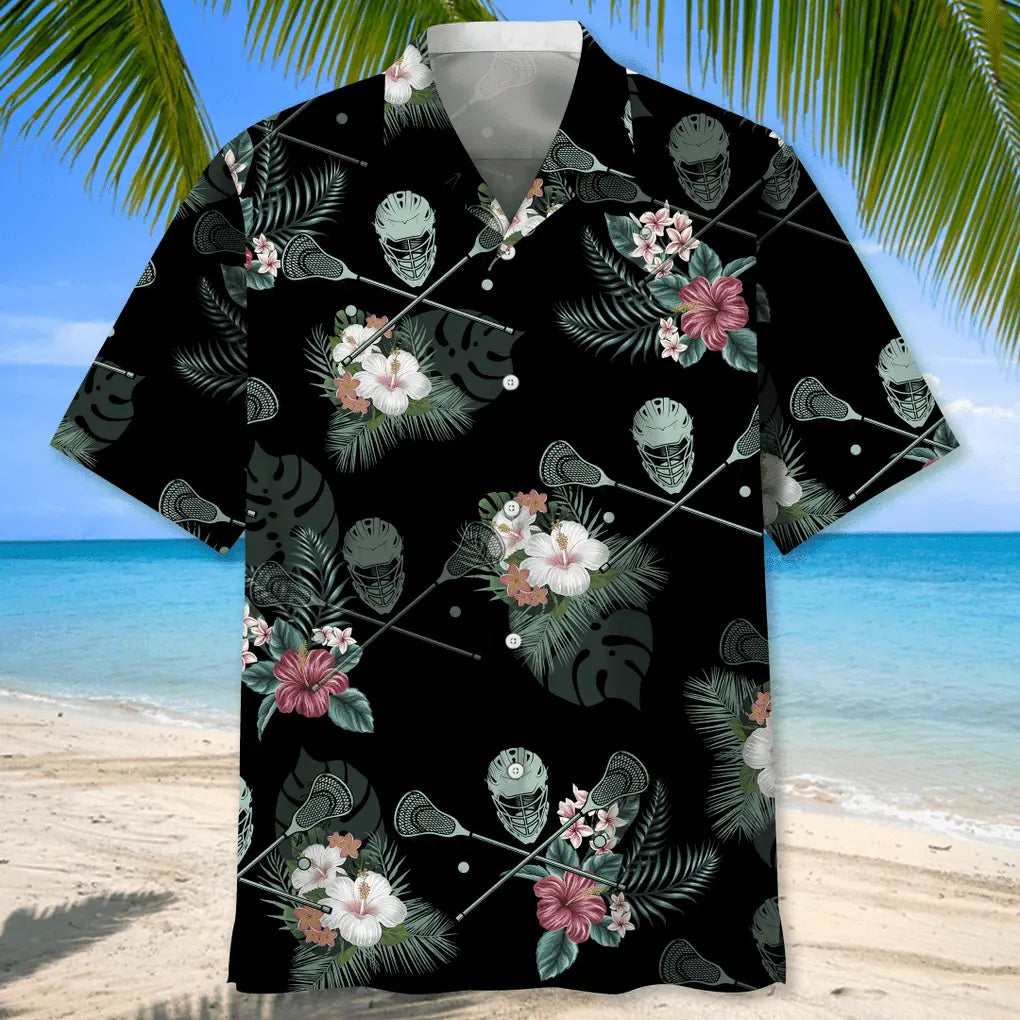 Tropical Lacrosse Hawaiian Shirt For Active Holidays, Resort Trips, And Warm Weather Gatherings