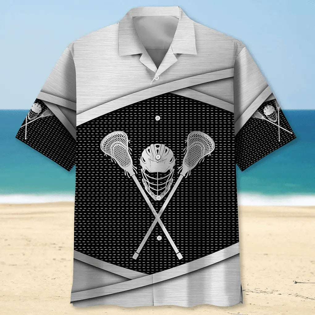 Lacrosse Mesh Pattern Seamless Hawaiian Shirt For Outdoor Adventures, Coastal Travel, And Comfortable Casual Style