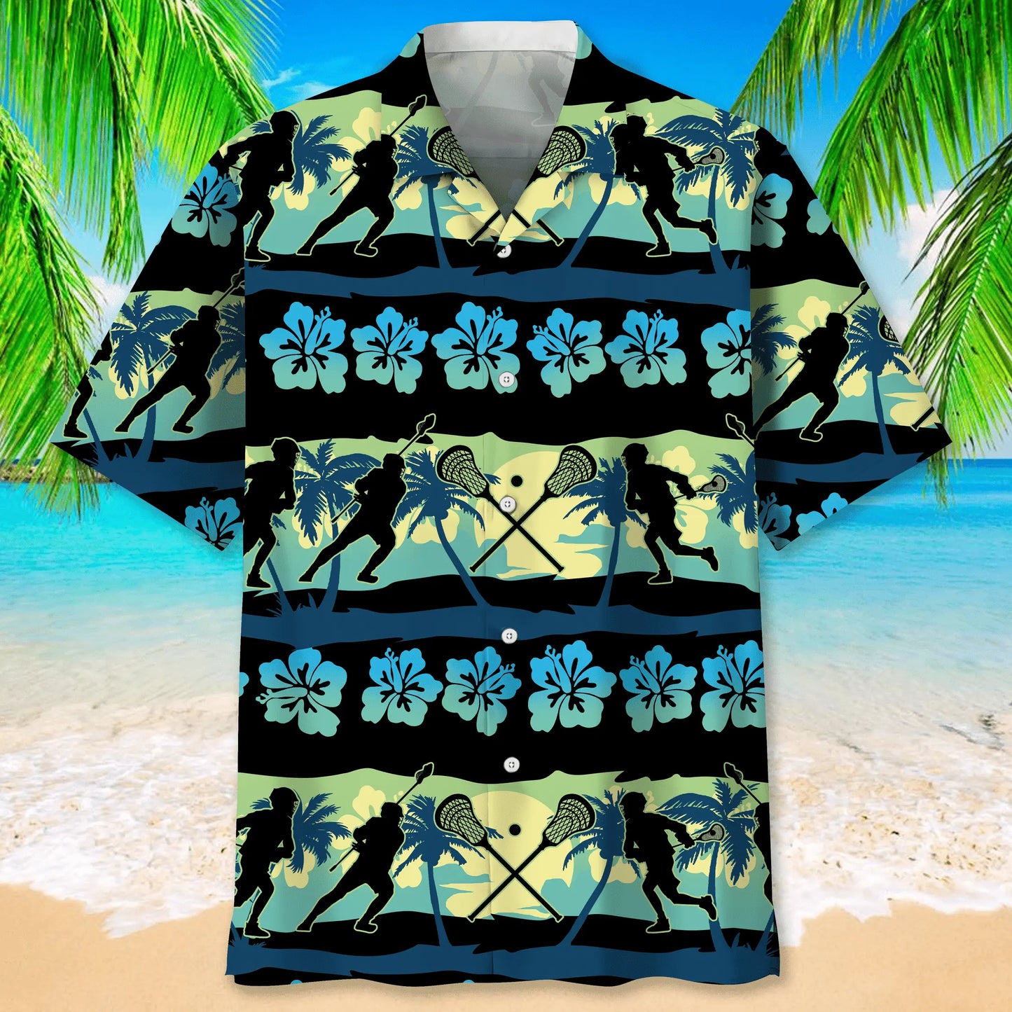 Lacrosse Nature Beach Hawaiian Shirt For Summer Vacation, Beach Travel, And Casual Wear