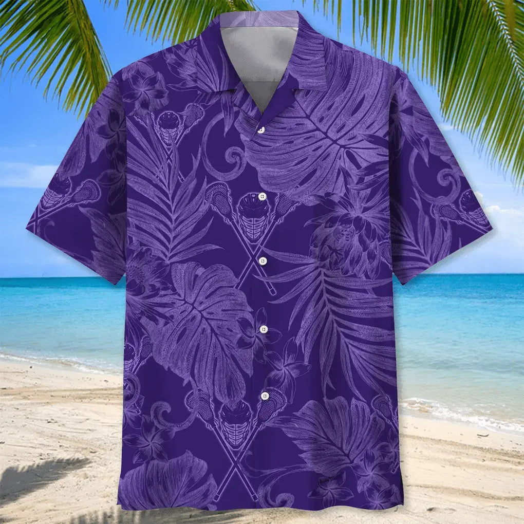 Lacrosse Purple Hawaiian Shirt For Sports Fans, Summer Outings, And Relaxed Vacation Wear
