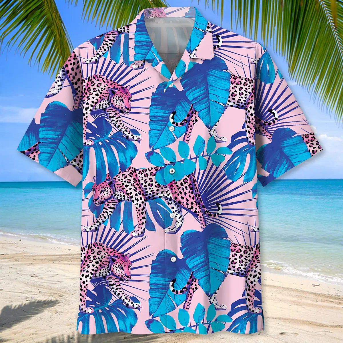 Tropical Leopard Hawaiian Shirt For Island Vacations, Resort Wear, And Relaxed Seasonal Style