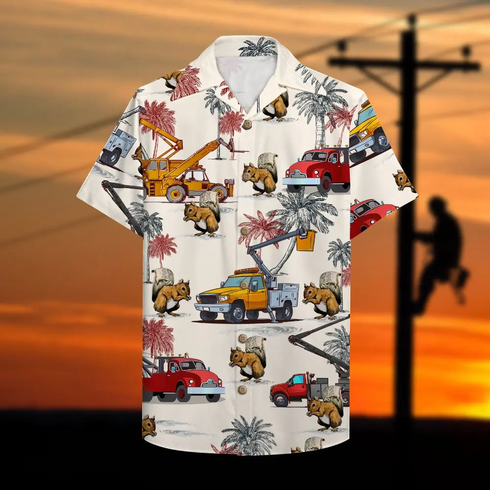 Island Lineman Aloha Cranes Pattern Hawaiian Shirt For Resort Trips, Coastal Parties, And Warm Weather Style