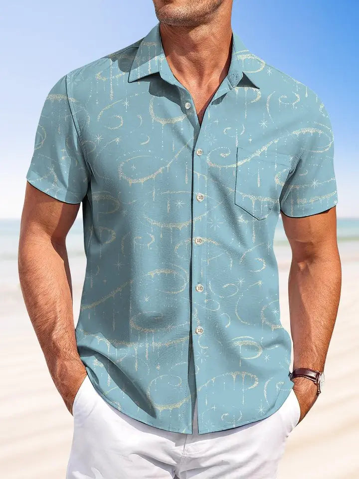Summer Lines Circles Beach Vacation Hawaiian Shirt For Island Getaways, Outdoor Gatherings, And Comfortable Summer Wear