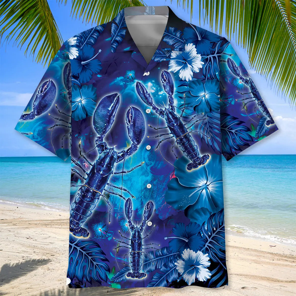 Tropical Lobster Hawaiian Shirt For Island Vacations, Weekend Events, And Relaxed Everyday Outfits
