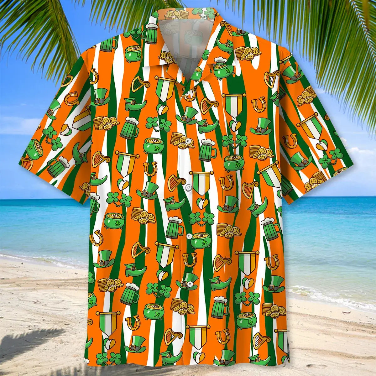 Lucky Irish Saint Patrick's Day Hawaiian Shirt For Island Vacations, Resort Wear, And Relaxed Seasonal Style