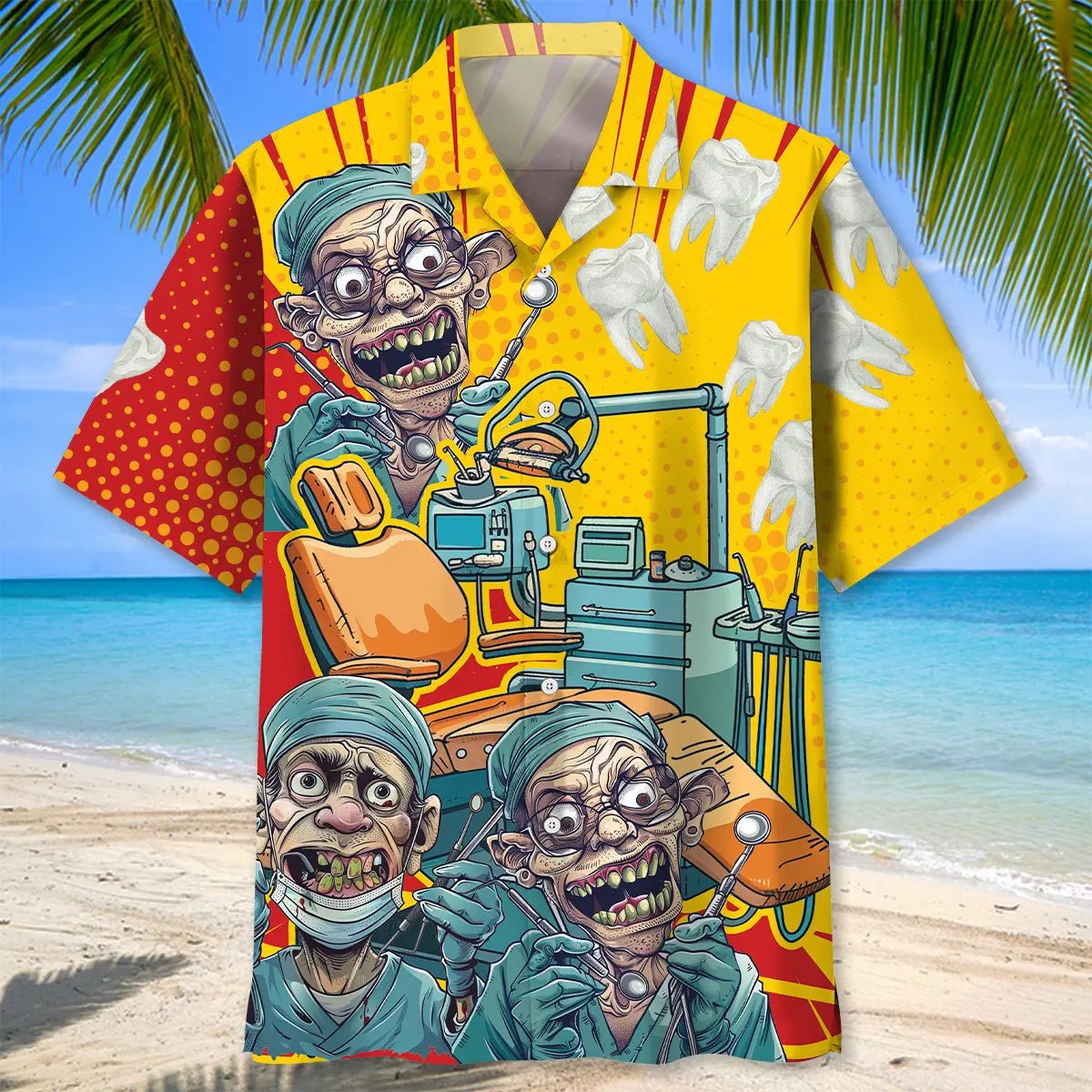 Mad Dentist Graphic Art Hawaiian Shirt For Coastal Adventure, Resort Escape, And Beachside Style