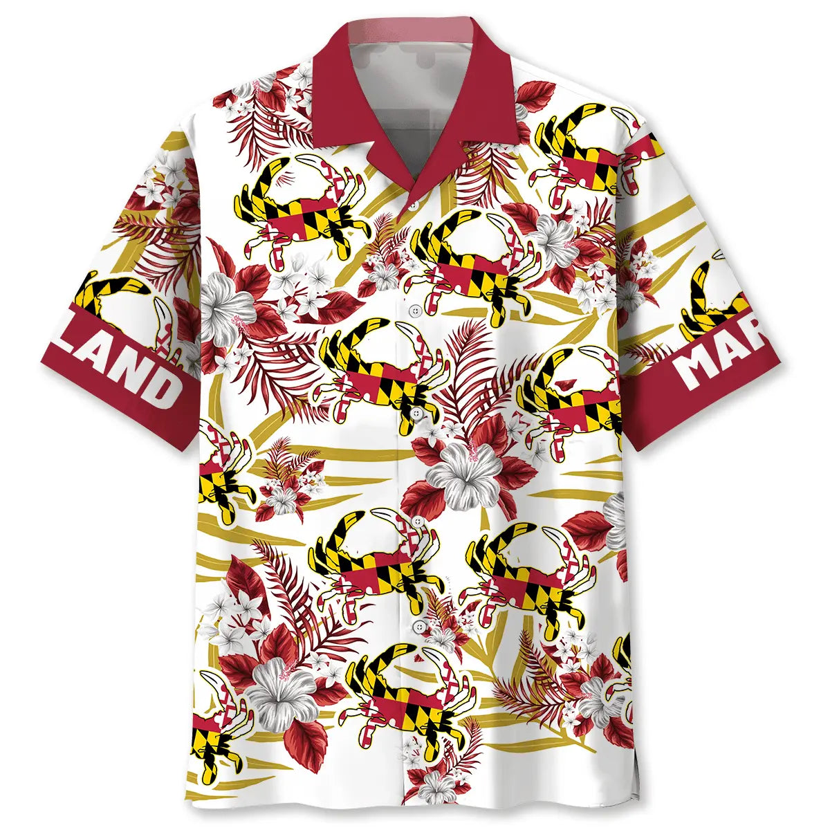 Maryland Proud Hawaiian Shirt For Tropical Retreat, Beach Travel, And Weekend Wear