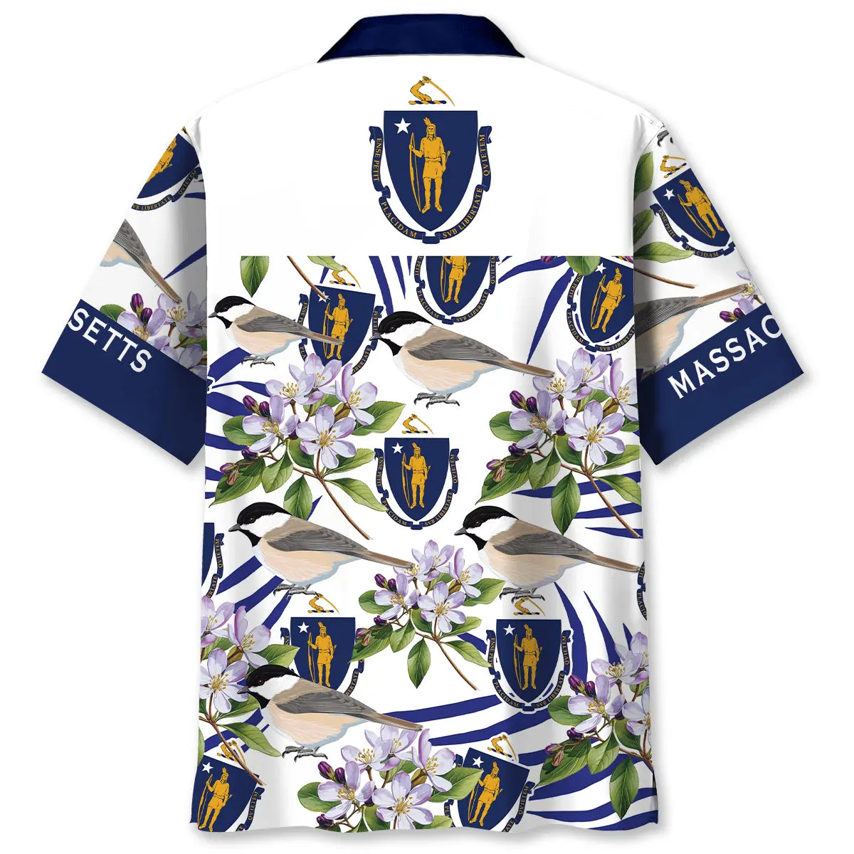 Massachusetts Creative Pattern Hawaiian Shirt For Summer Vacation, Beach Travel, And Casual Wear