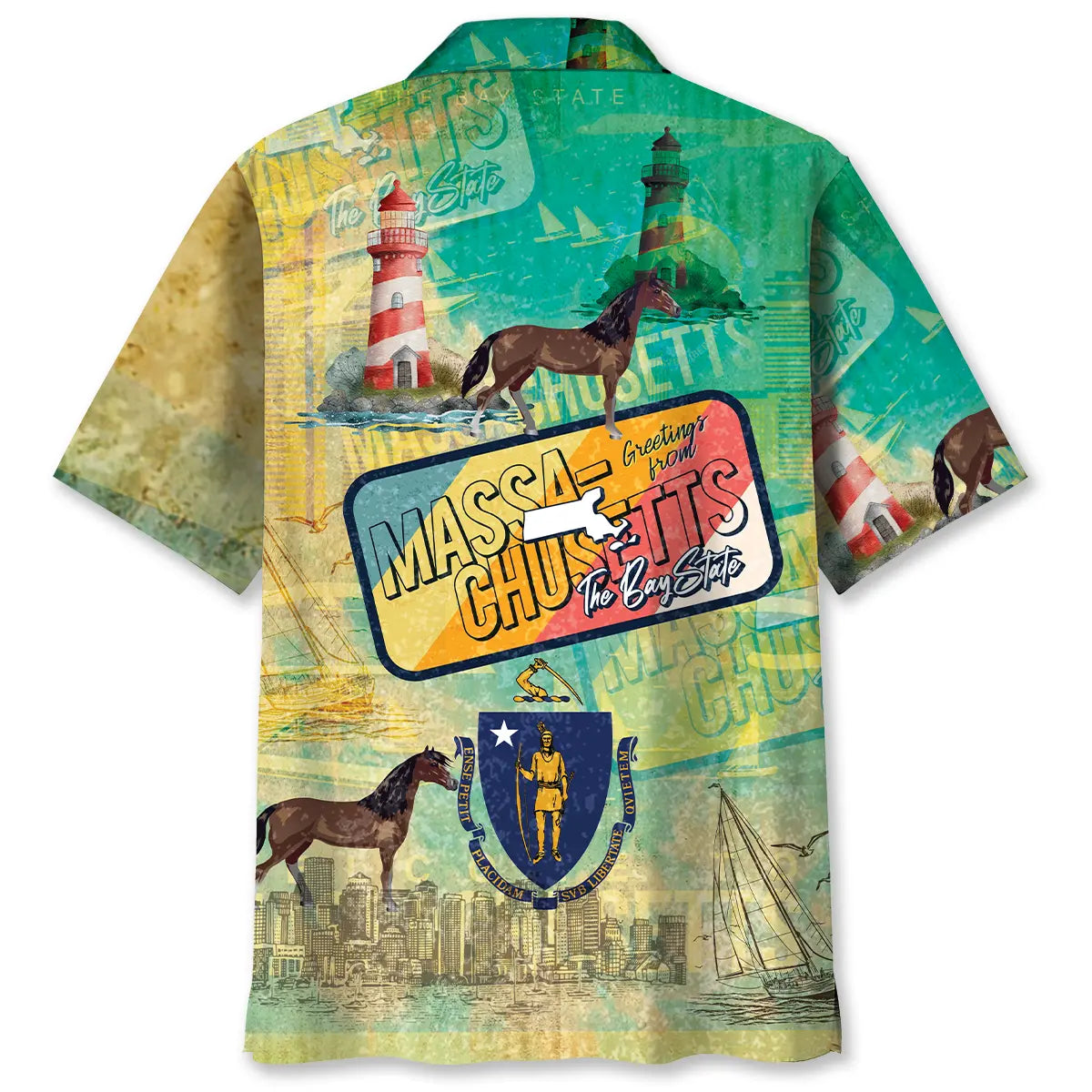 Massachusetts Bay Heritage Hawaiian Shirt For Island Vacations, Resort Wear, And Relaxed Seasonal Style