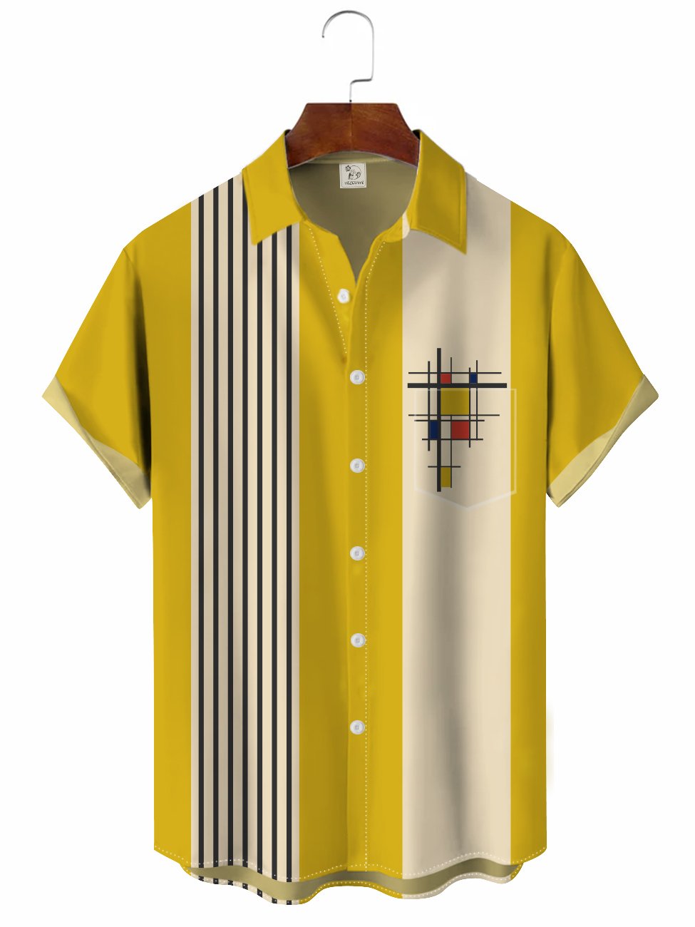 Retro 50S Geometric Bowling Hawaiian Shirt For Coastal Travel, Casual Events, And Comfortable Summer Wear