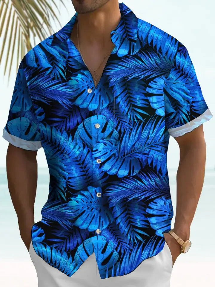 Blue Leaves Hawaiian Shirt For Beach Days, Summer Outings, And Thoughtful Gift Giving