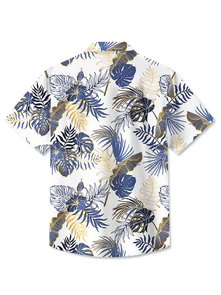 Floral Tropical Island Resort Gold Beach Aloha Hawaiian Shirt For Beach Days, Summer Outings, And Thoughtful Gift Giving