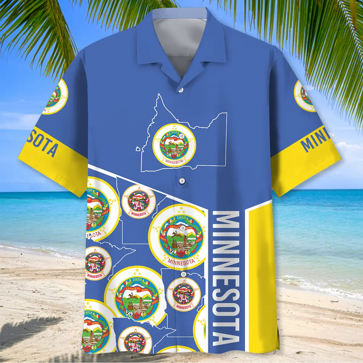 Minnesota Heritage Hawaiian Shirt For Summer Vacation, Beach Travel, And Casual Wear
