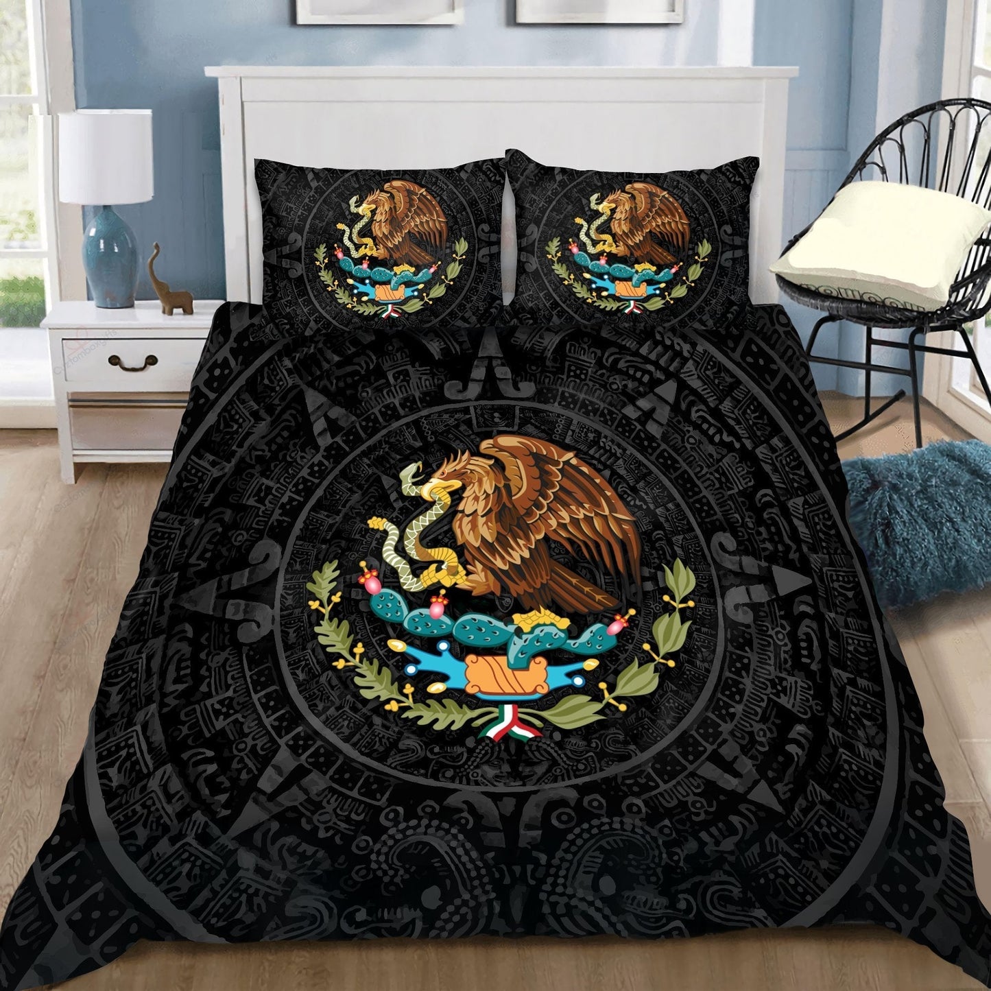Mexican Aztec Dark Classic Bedding Cover For Southwestern Bedroom Decor