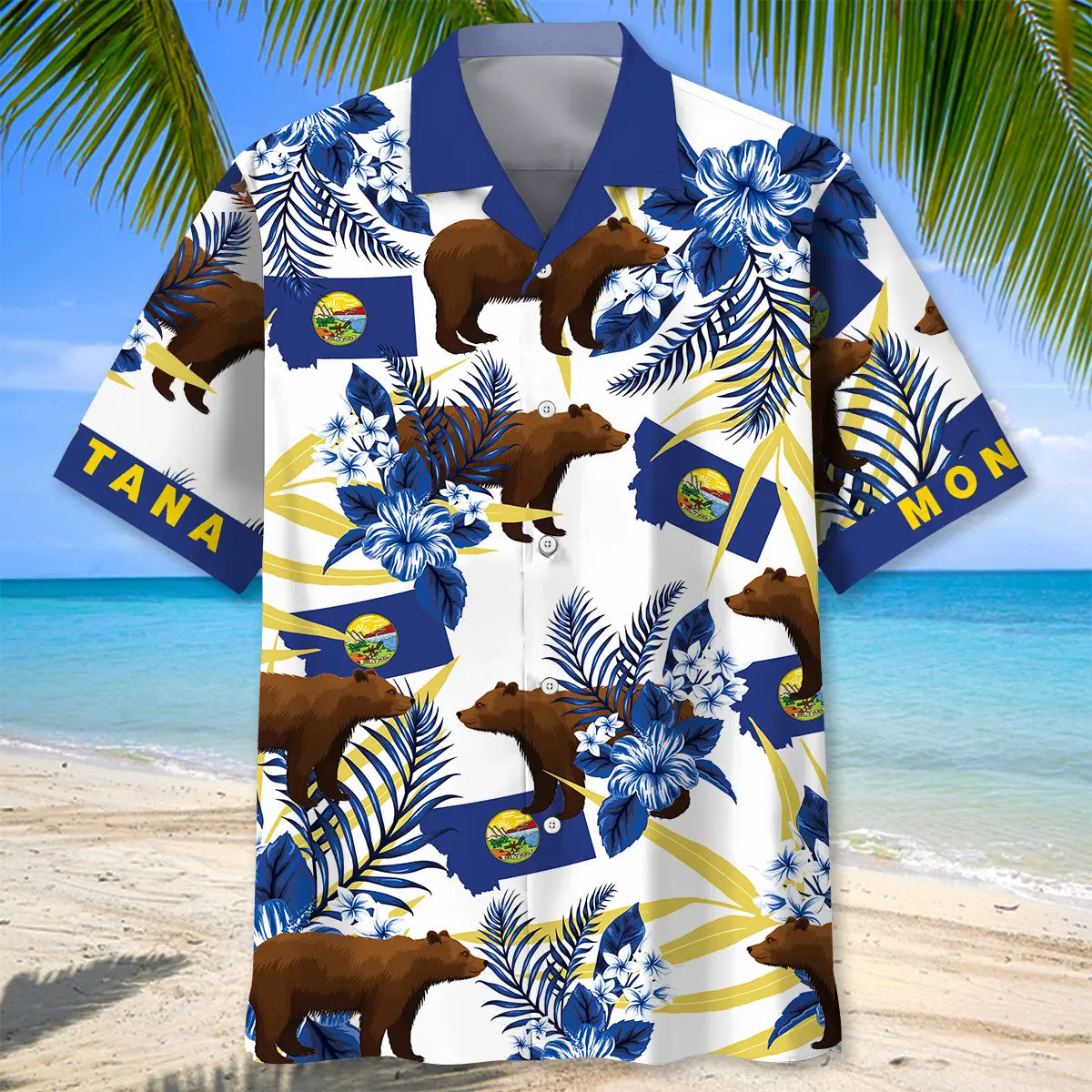 Montana Proud Hawaiian Shirt For Warm Weather Outing, Weekend Escape, And Summer Party Style