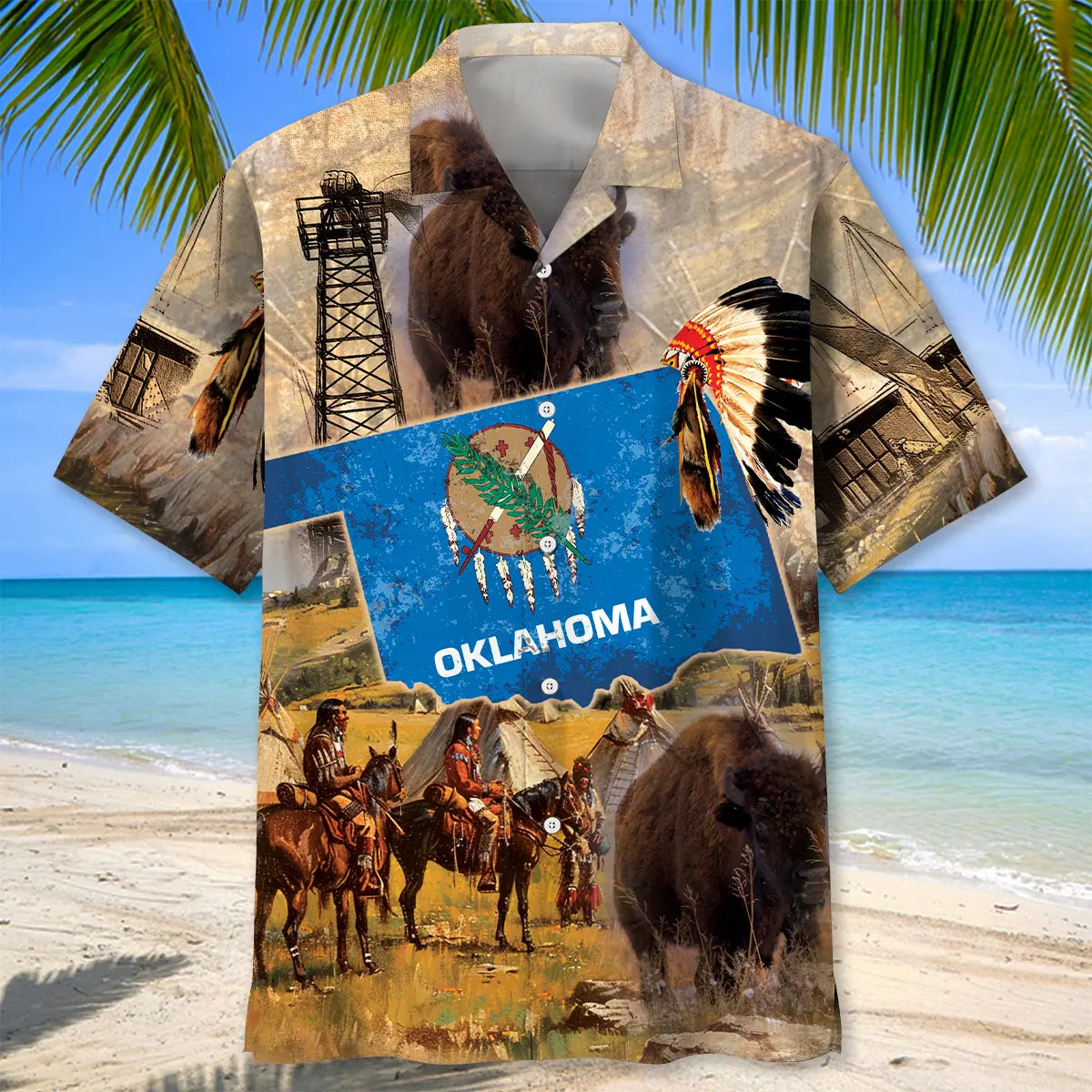 Native Oklahoma Proud Hawaiian Shirt For Resort Holiday, Family Vacation, And Relaxed Summer Style