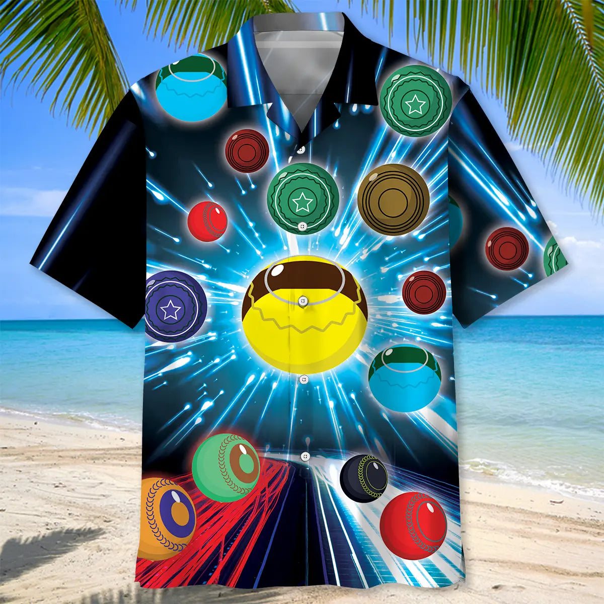 Neon Galaxy Lawn Bowl Hawaiian Shirt For Beach Days, Summer Outings, And Thoughtful Gift Giving