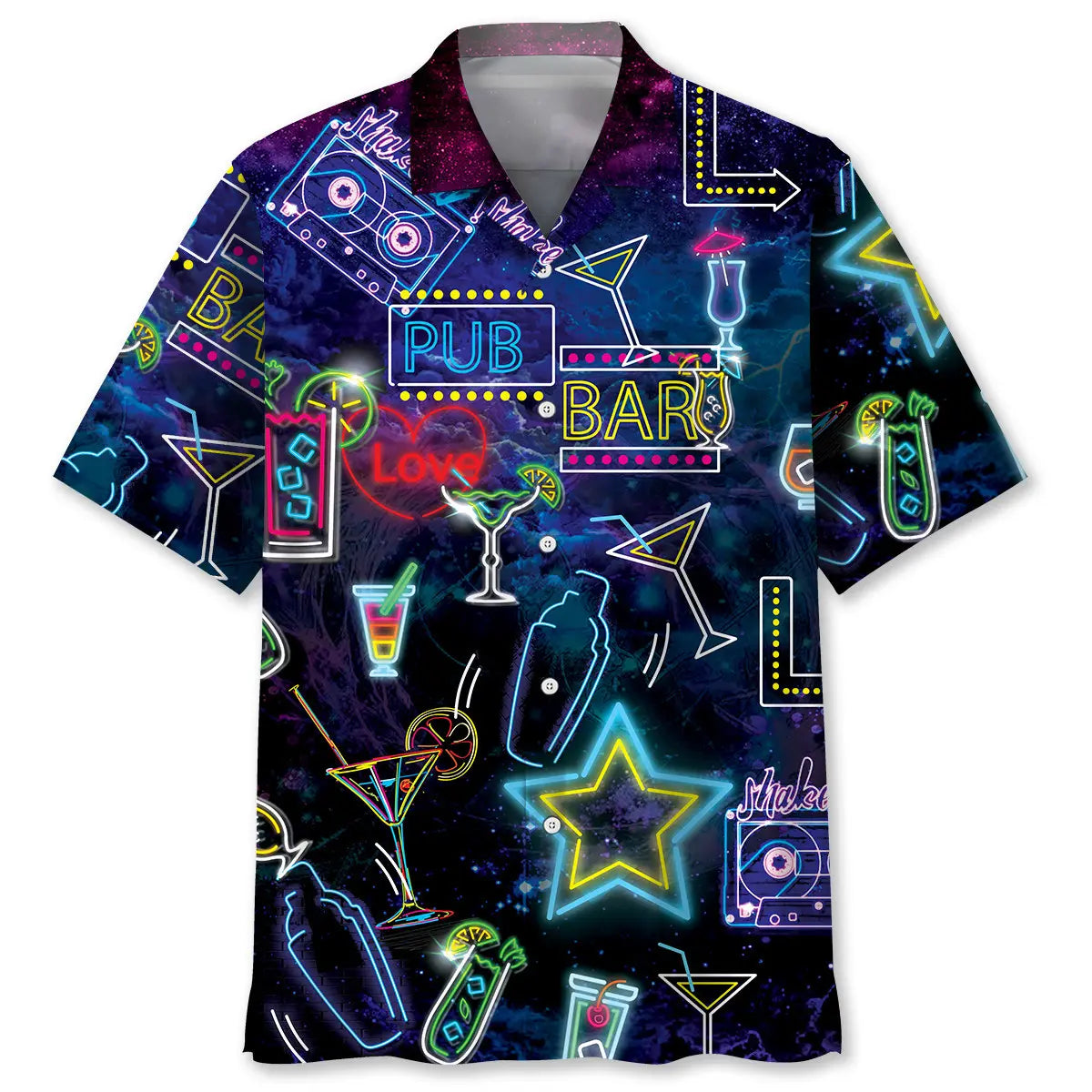 Neon Bartender Hawaiian Shirt For Coastal Travel, Casual Events, And Comfortable Summer Wear