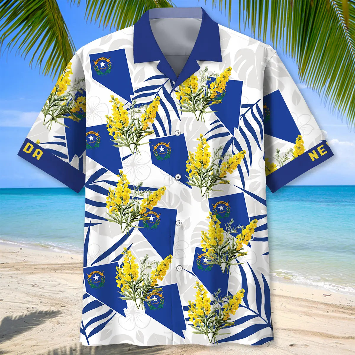 Nevada State Sagebrush Hawaiian Shirt For Resort Holiday And Daily Summer Wear