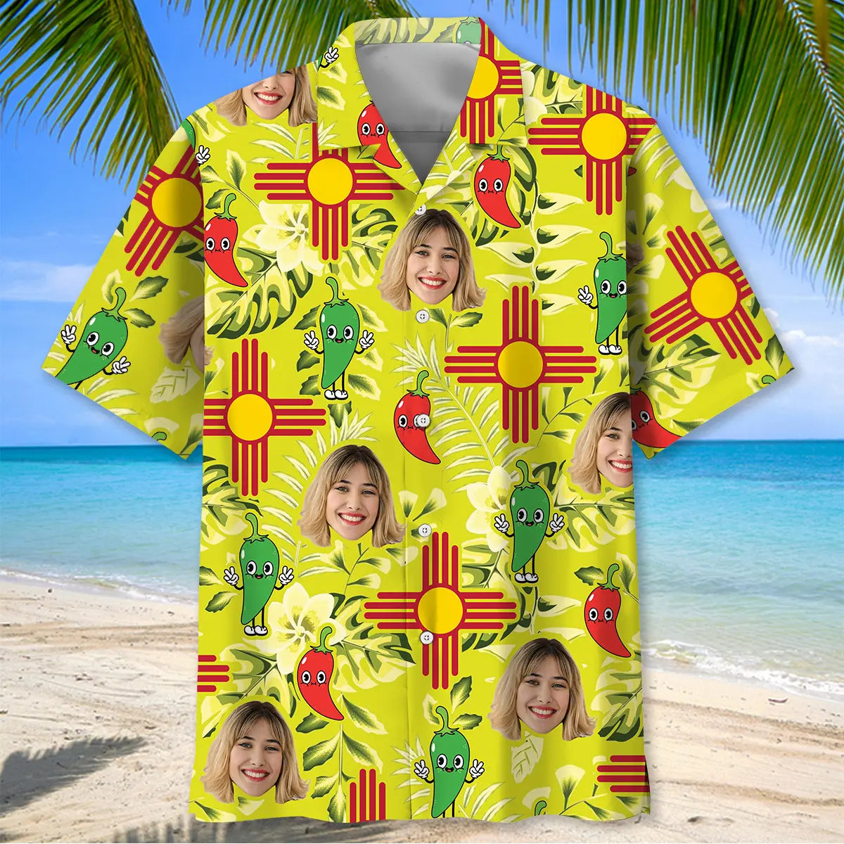 Mexico Dancing Chilies Personalized Photo Hawaiian Shirt For Island Vacations, Resort Wear, And Relaxed Seasonal Style