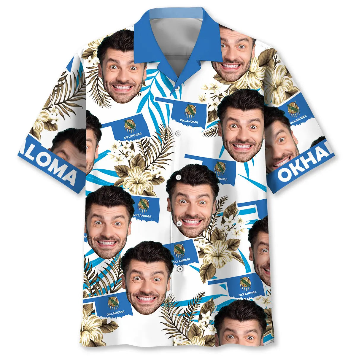 Oklahoma Heritage Personalized Photo Face Hawaiian Shirt For Summer Vacation, Beach Travel, And Casual Wear