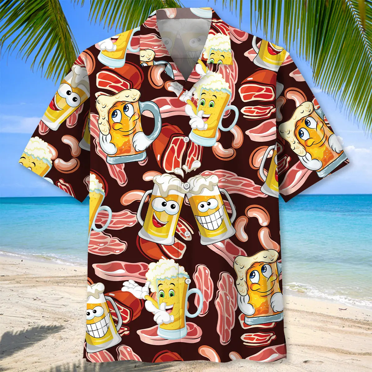 Oktoberfest Drinking Beer Hawaiian Shirt For Summer Vacation, Beach Travel, And Casual Wear