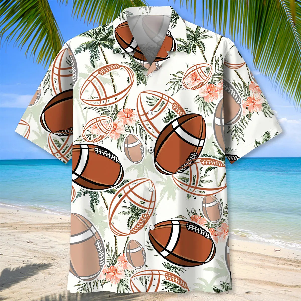 Palm Tree Football Hawaiian Shirt For Beach Days, Summer Outings, And Thoughtful Gift Giving