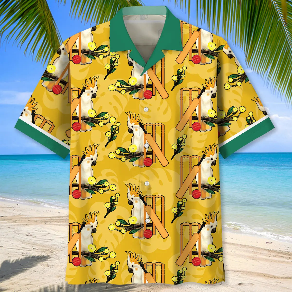 Parrot Cricket Hawaiian Shirt For Summer Vacation, Beach Travel, And Casual Wear