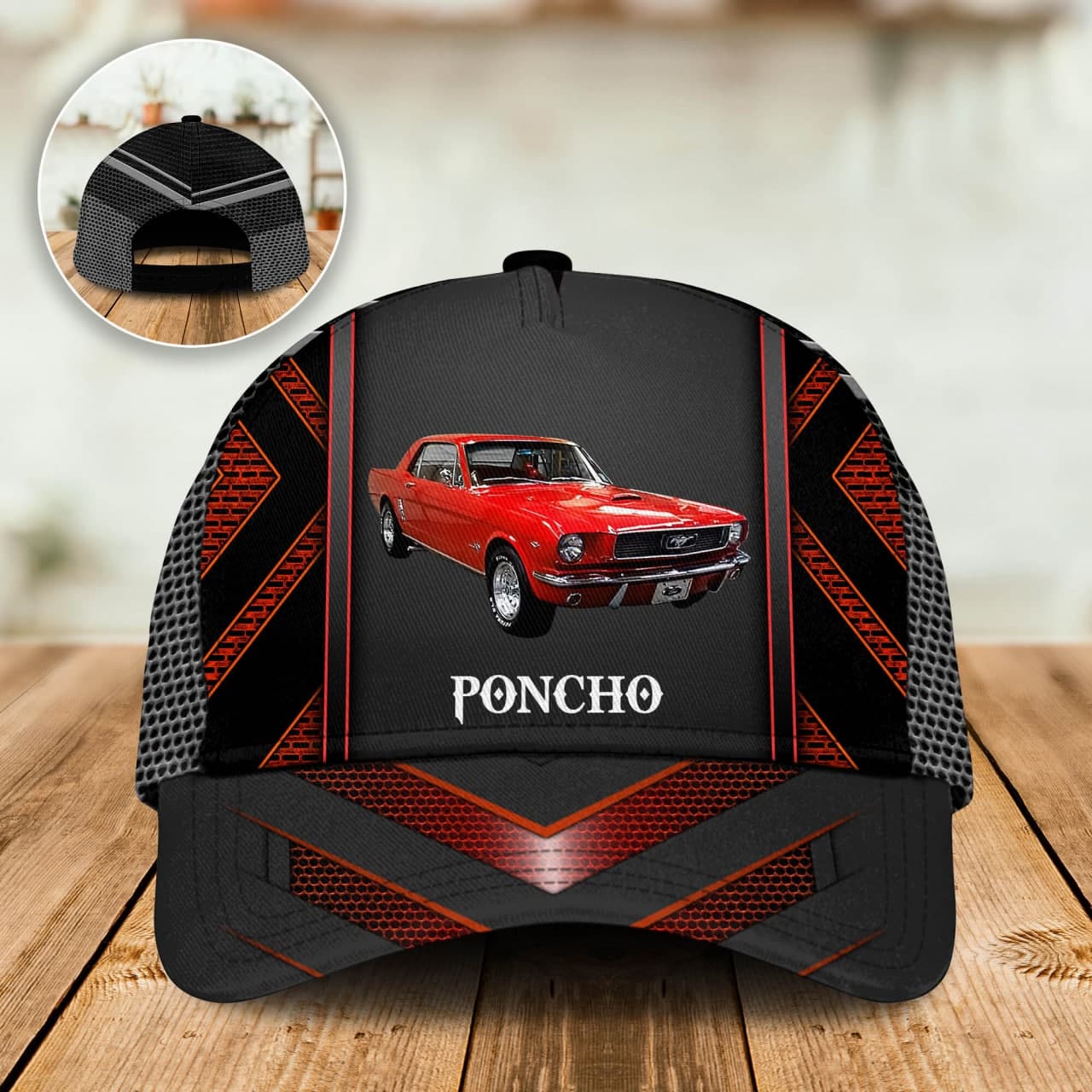 Red Car Poncho Special Classic Cap For Weekend Adventures Festivals And Gift Giving