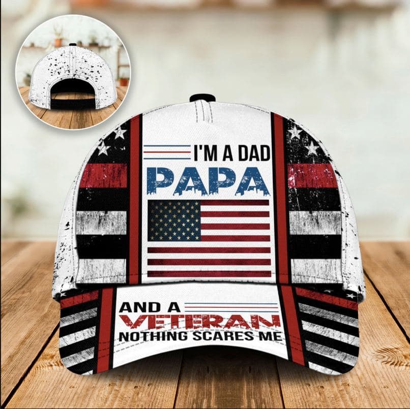 Dad Papa Veteran Nothing Scares Me Classic Cap For Relaxed Outfits Outdoor Events And Holiday Trips